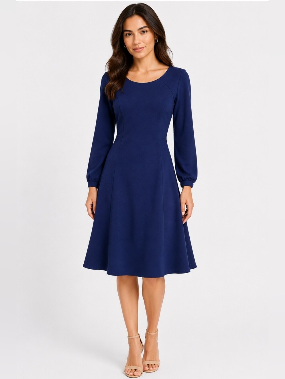 Tahari ASL Deep Blue Long Sleeve Dress US 8